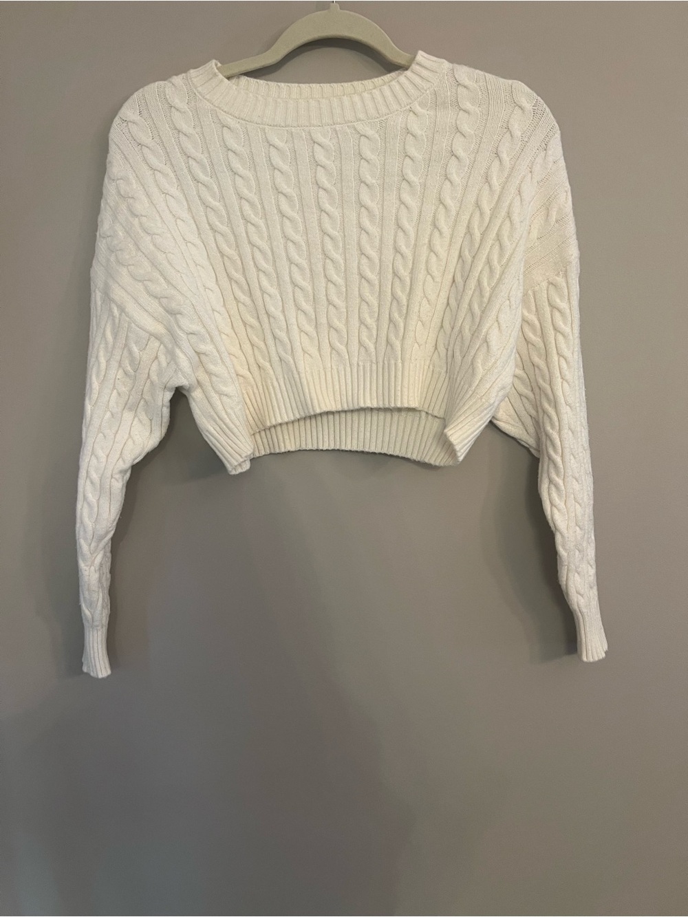 Altar'd State Cream Cable Knit Cropped Sweater